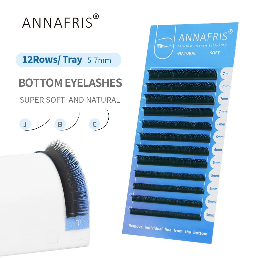 Eyelash Extension C Curl - ANNAFRIS Dolne rzęsy 5-7mm Mix Indywidualne