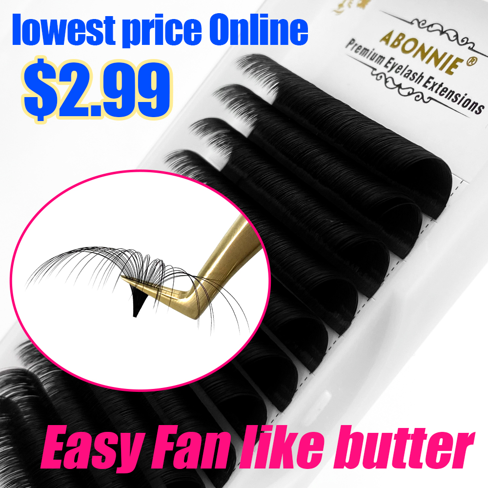 Eyelash Extension Human Hair - Abonnie 0.03-0.10mm Easy Fan Lashes Mega