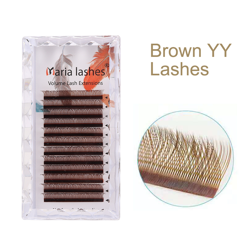 Eyelash Extension Human Hair - MARIA Brown YY Kształt Rzęs Kolorowe