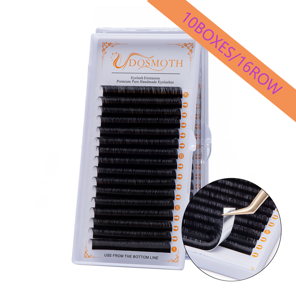 Eyelash Extension Human Hair - DOSMOTH 10 pudełek 16 rzędów 7-16mm